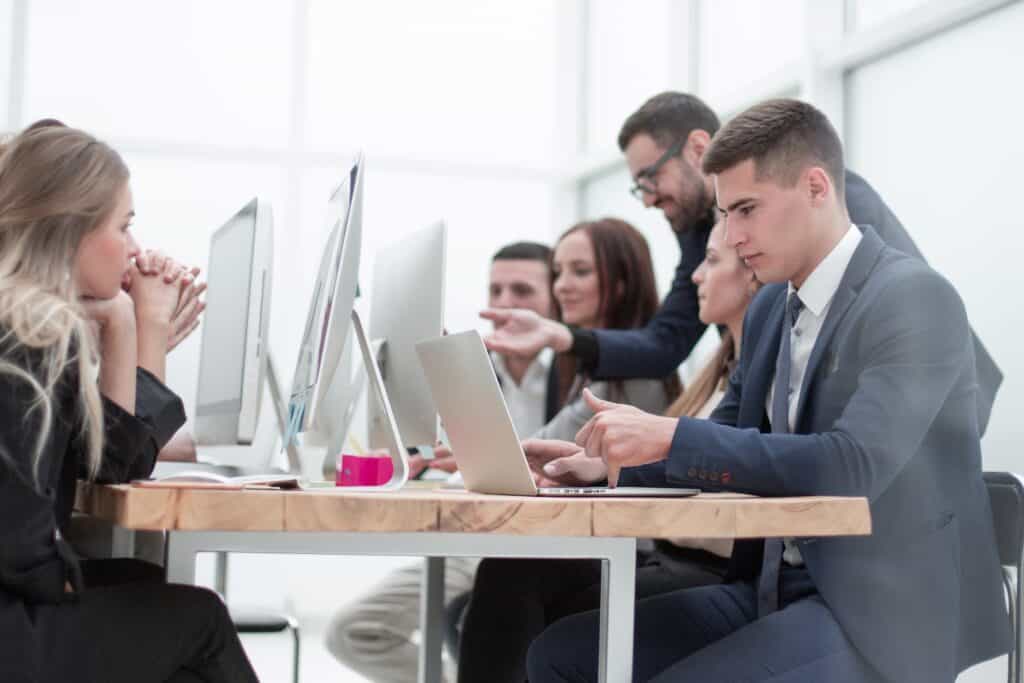 An office with focused employees after the relocation
