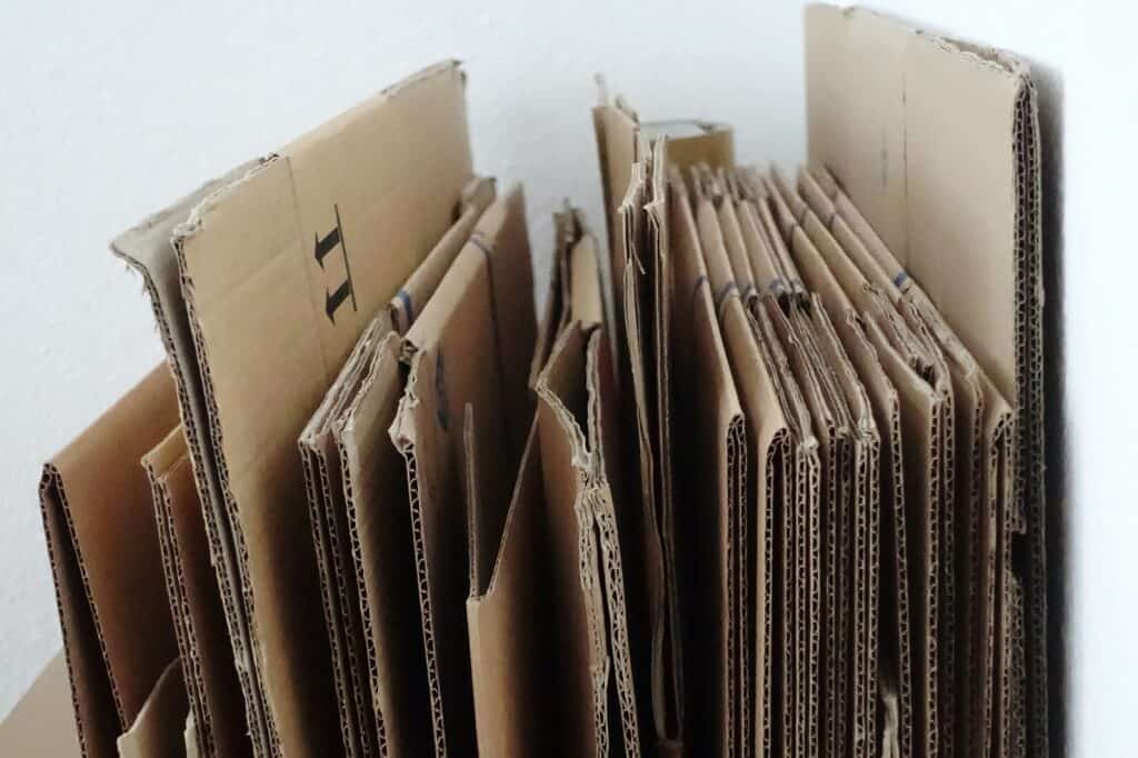 Flattened cardboard against the wall after the office move