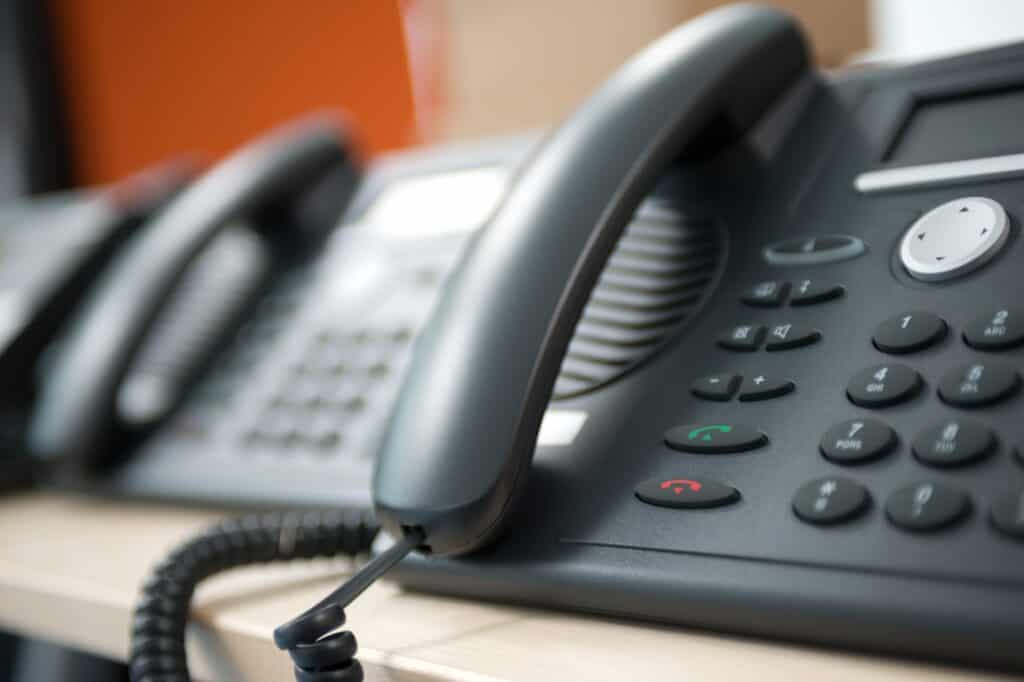 Cropped image of office telephones