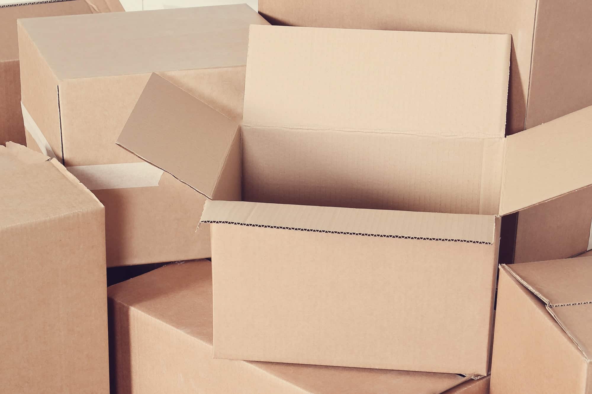 Stack of empty boxes for the office move